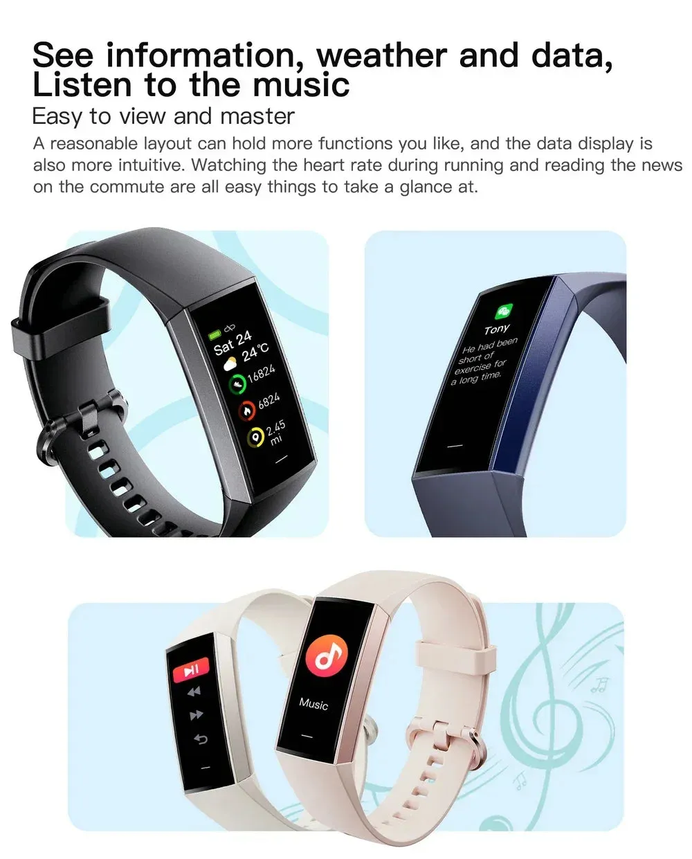 EFFEOKKI C80 1.10" AMOLED Smart Fitness Band