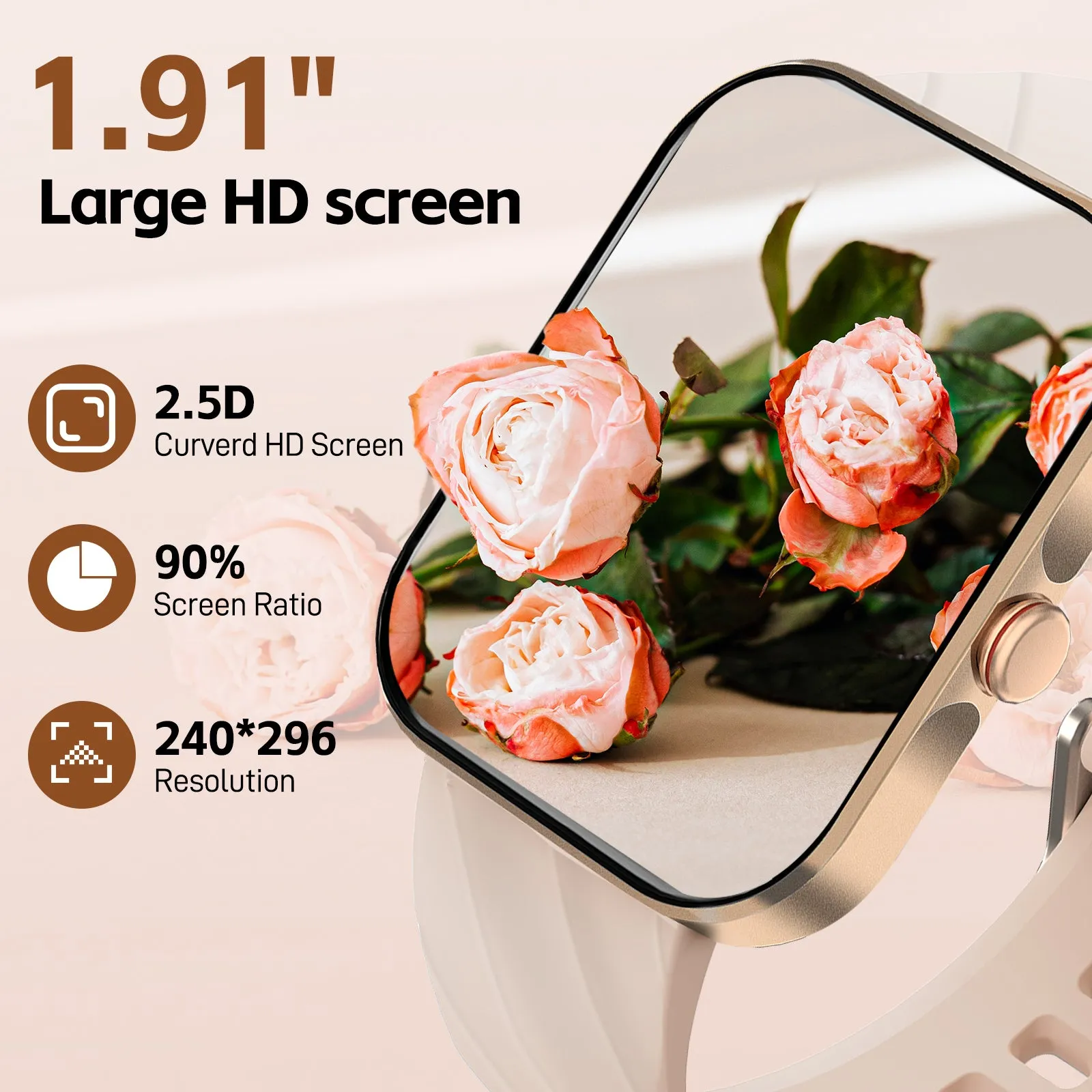 EIGIIS Smart Watches for Men Women 1.91”Fitness Tracker with Heart Rate Sleep Monitor Full Touch Screen Smartwatch Compatible with iPhone Android Phones