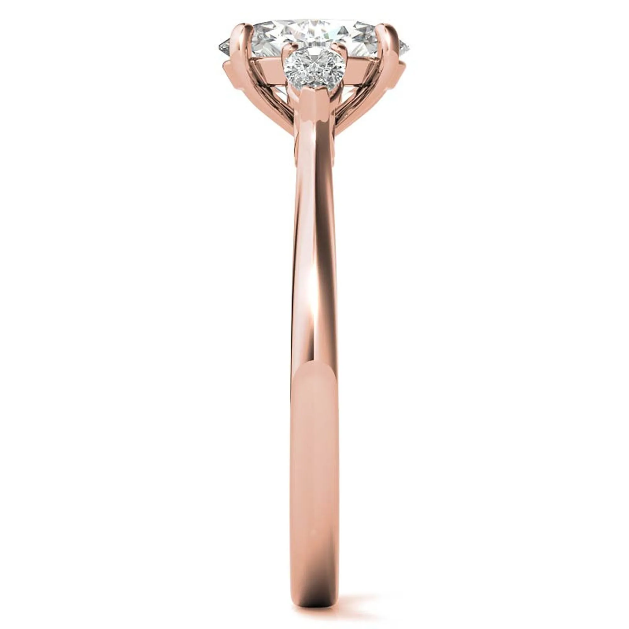 Elegant Classic Sterling Silver Adjustable Oval-Cut Three-Stone Rose Gold Ring for Women
