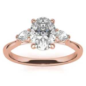 Elegant Classic Sterling Silver Adjustable Oval-Cut Three-Stone Rose Gold Ring for Women