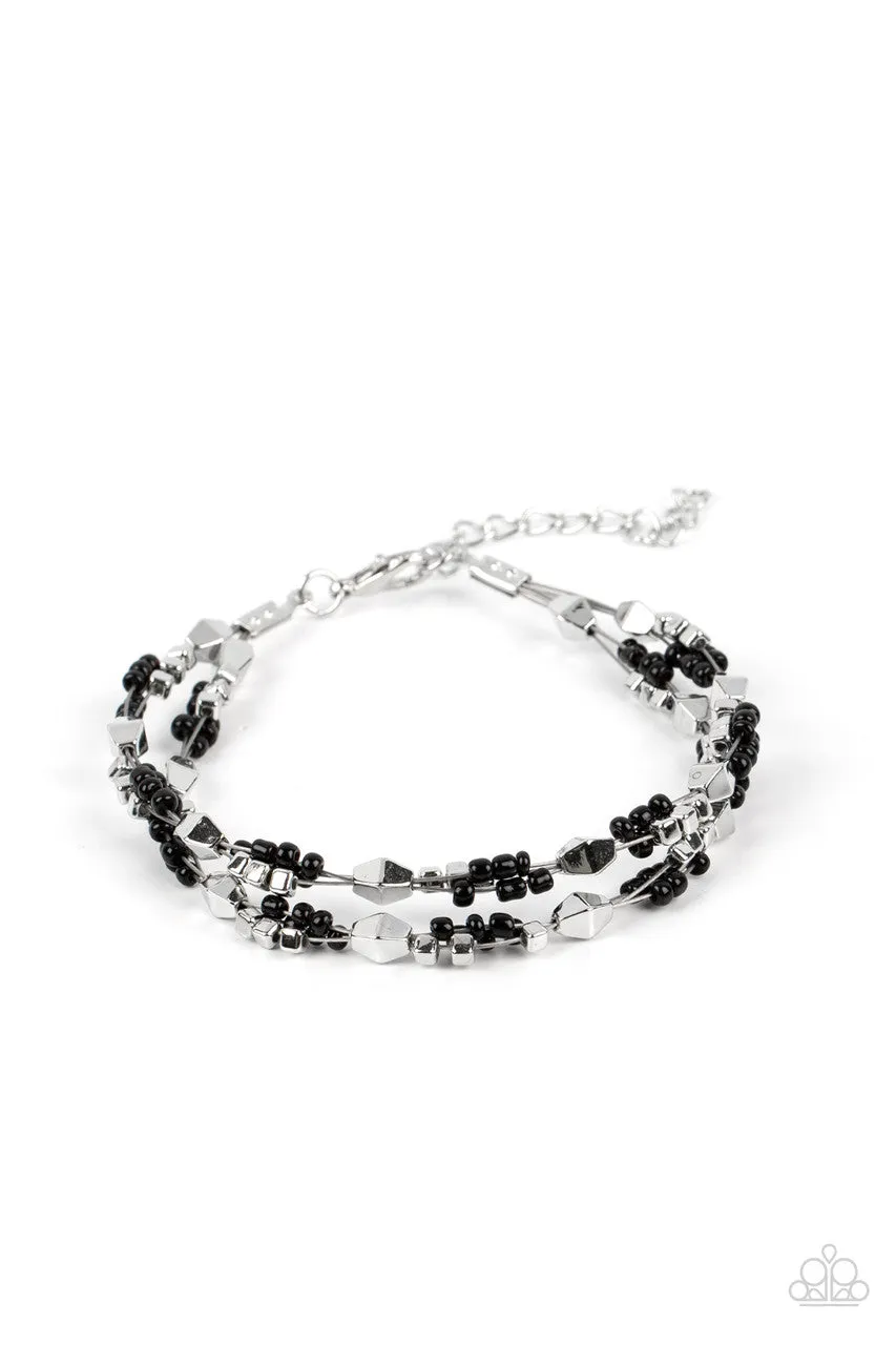 Elite Explorer - Black - Seed Bead Multistrand Paparazzi Lobster Claw Bracelet