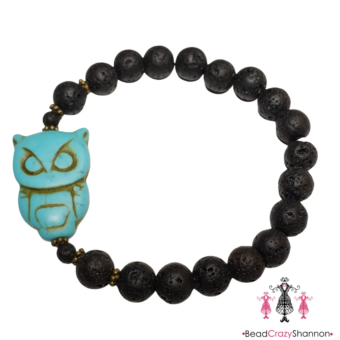 Essential Oil Diffuser Bracelet [Turquoise Owl]