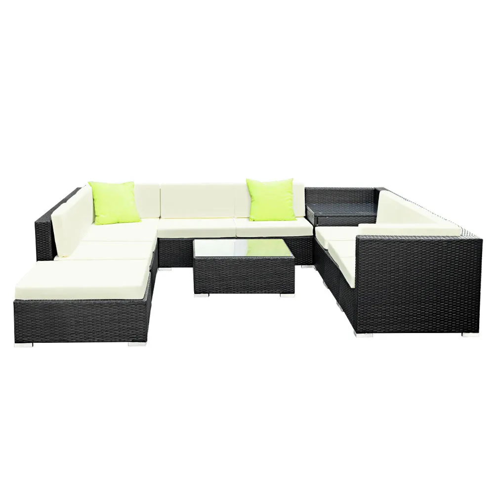 Evelise - 11PC Sofa Set with Storage Cover Outdoor Furniture Wicker