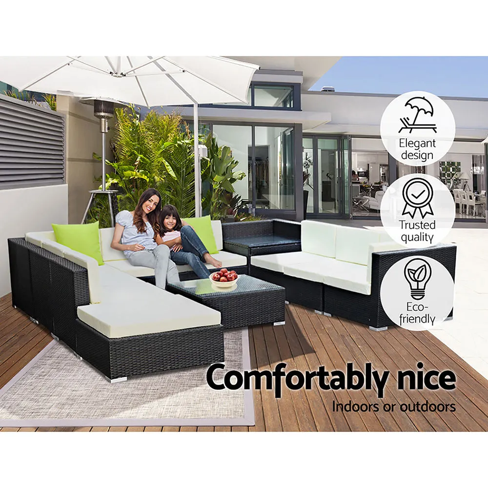 Evelise - 11PC Sofa Set with Storage Cover Outdoor Furniture Wicker