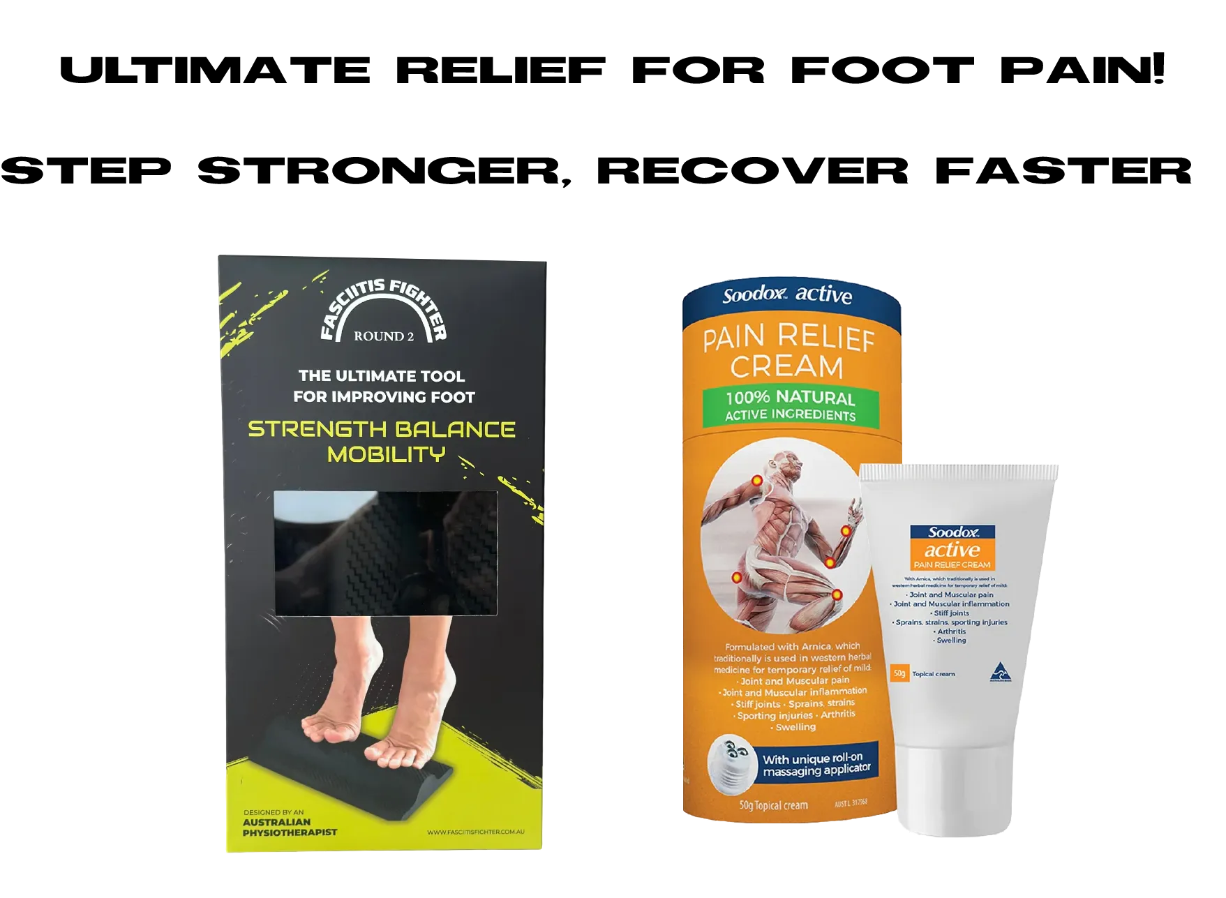 Fasciitis Fighter ROUND 2   Soodox™ Active Pain Relief Cream 50g Bundle