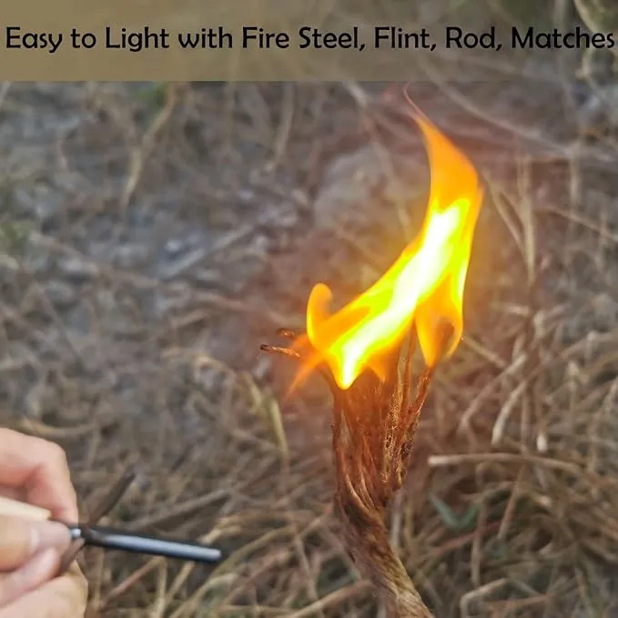 Fat Rope Stick Fire Starter Tinder Waterproof Wind-Resistant Outdoor Quick Fire Kit for Bushcraft Survival Backpacking Camping Hiking-12 Pieces