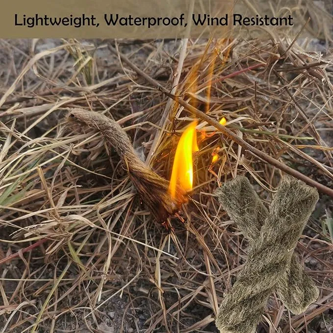 Fat Rope Stick Fire Starter Tinder Waterproof Wind-Resistant Outdoor Quick Fire Kit for Bushcraft Survival Backpacking Camping Hiking-12 Pieces