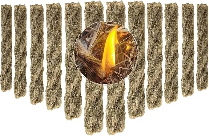 Fat Rope Stick Fire Starter Tinder Waterproof Wind-Resistant Outdoor Quick Fire Kit for Bushcraft Survival Backpacking Camping Hiking-12 Pieces