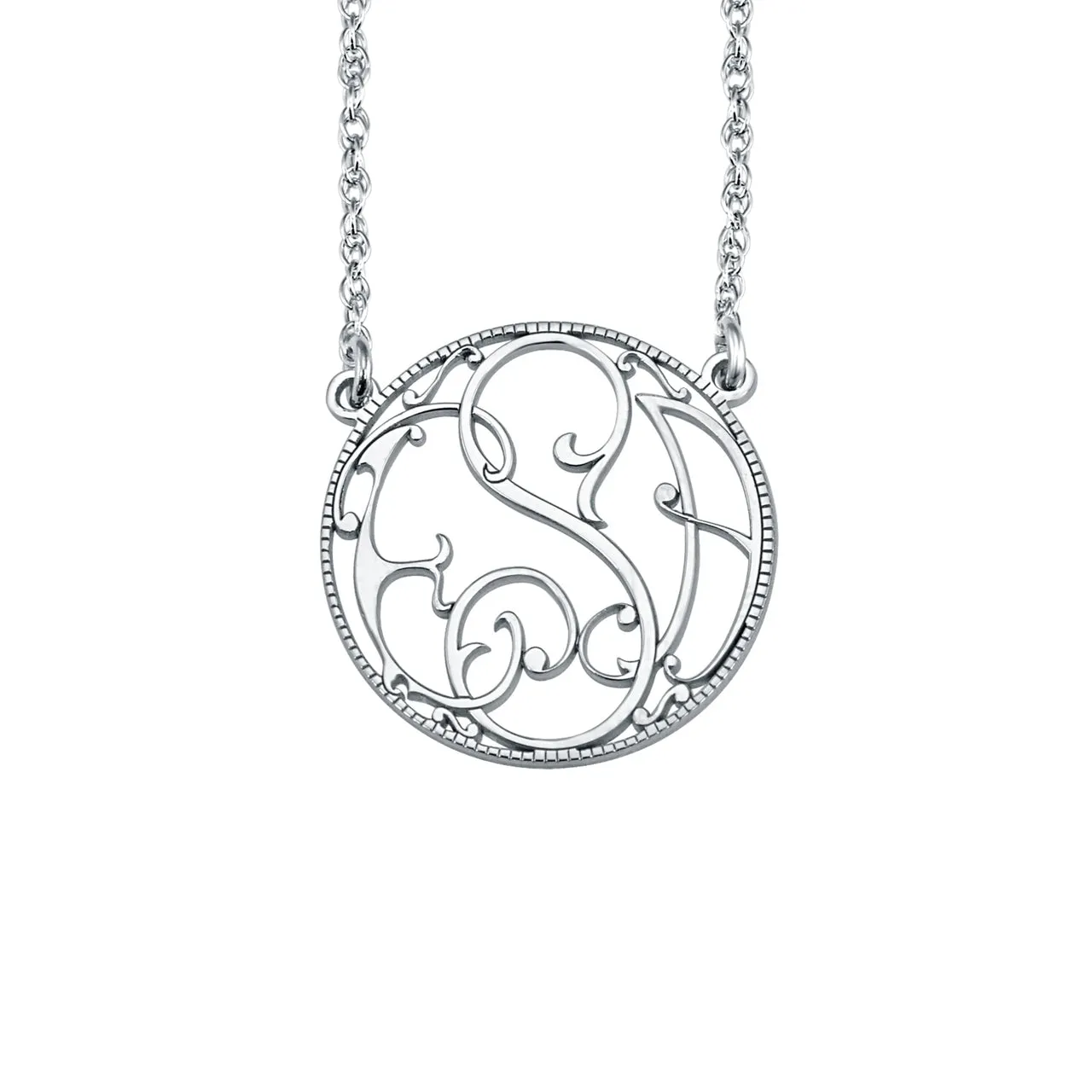 Fink's 20mm Circular Rope-Bordered Monogram Necklace