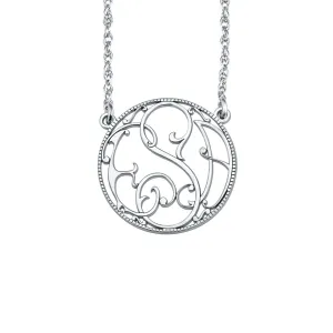 Fink's 20mm Circular Rope-Bordered Monogram Necklace
