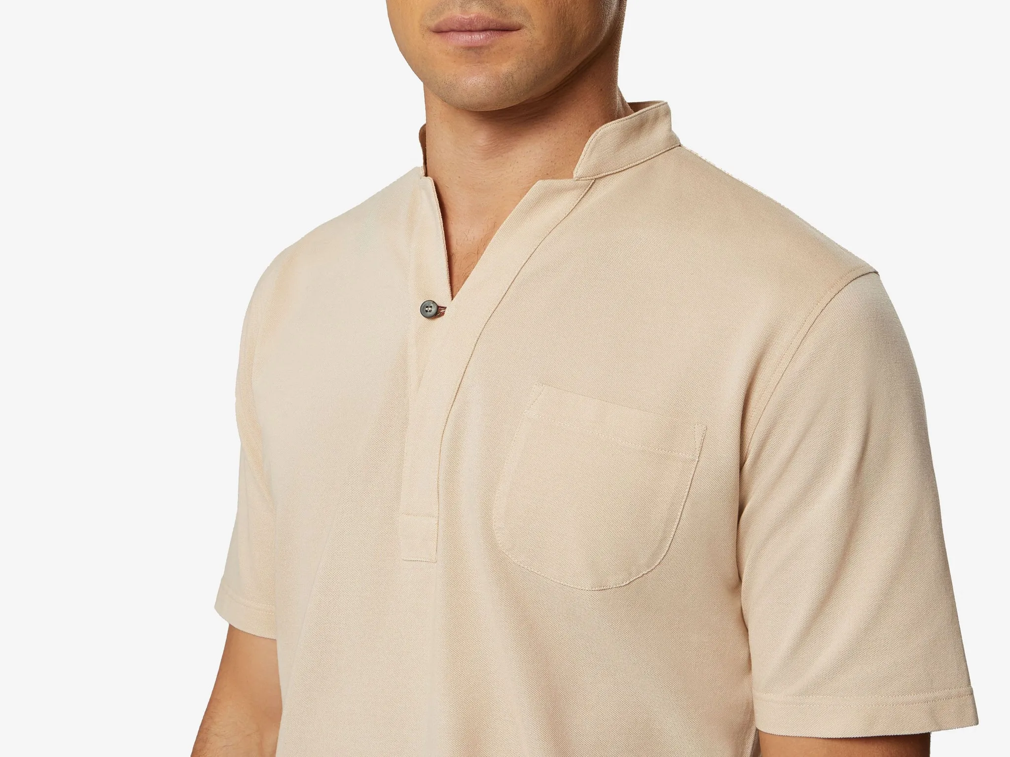 Fish Tail Short Cotton Shirt - Beige