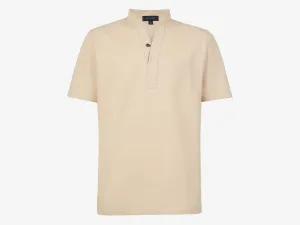 Fish Tail Short Cotton Shirt - Beige