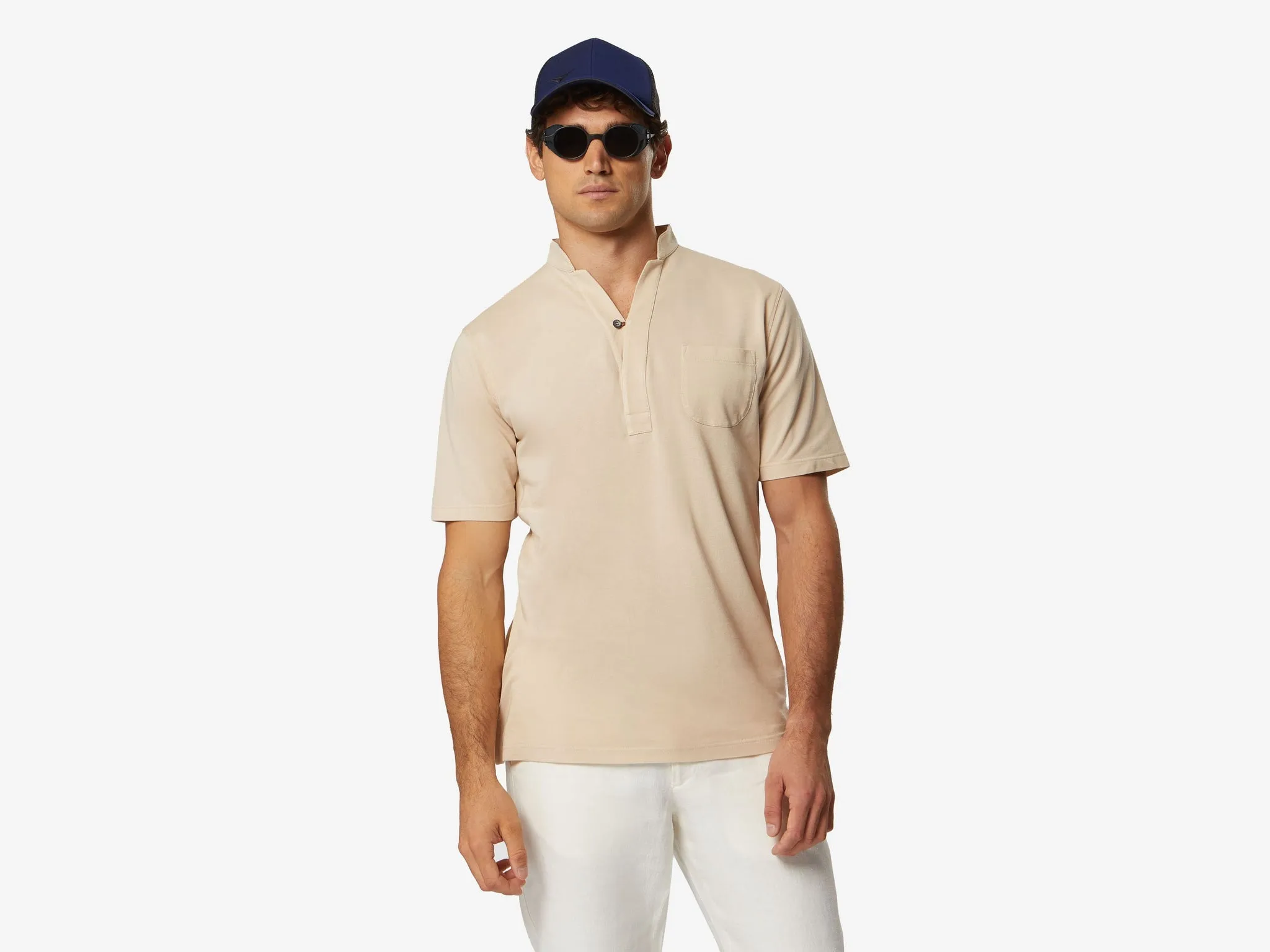 Fish Tail Short Cotton Shirt - Beige
