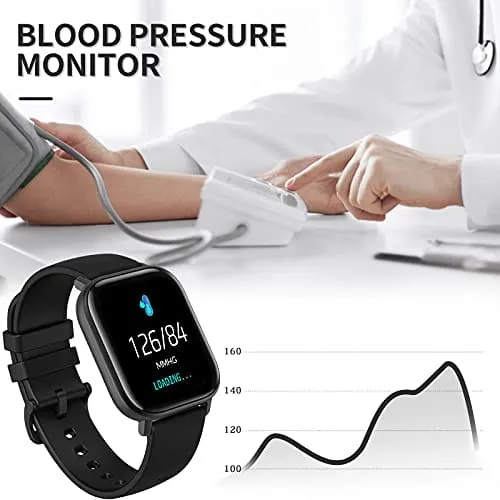 Fitness Tracker Blood Pressure Heart Rate Monitor Blood Oxygen Activity Tracker Pedometer Big Fitness Tracker Sleep Monitor Smart Watches for Women Men