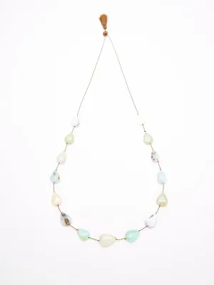 floating cord gem necklace - green stones