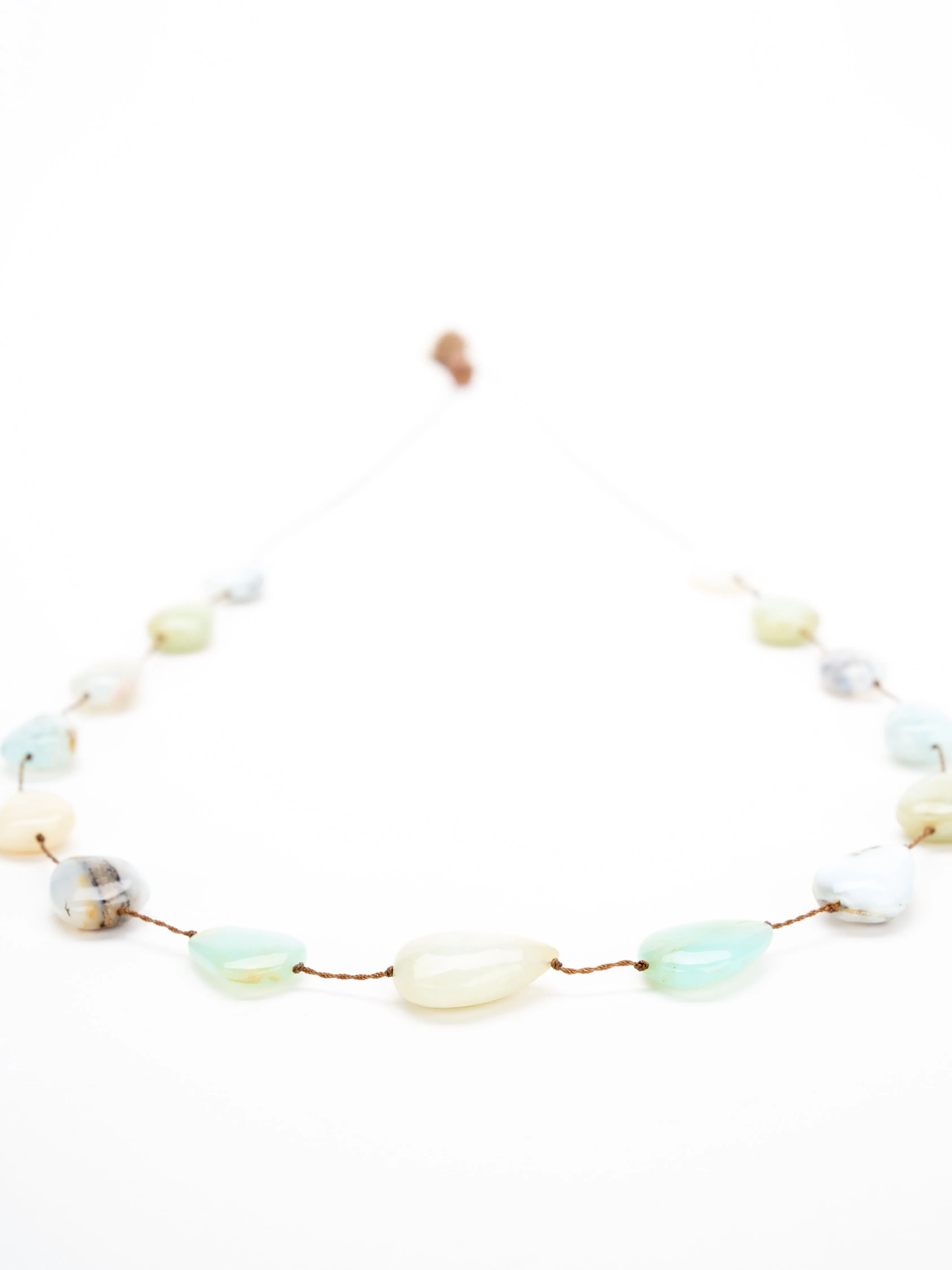 floating cord gem necklace - green stones