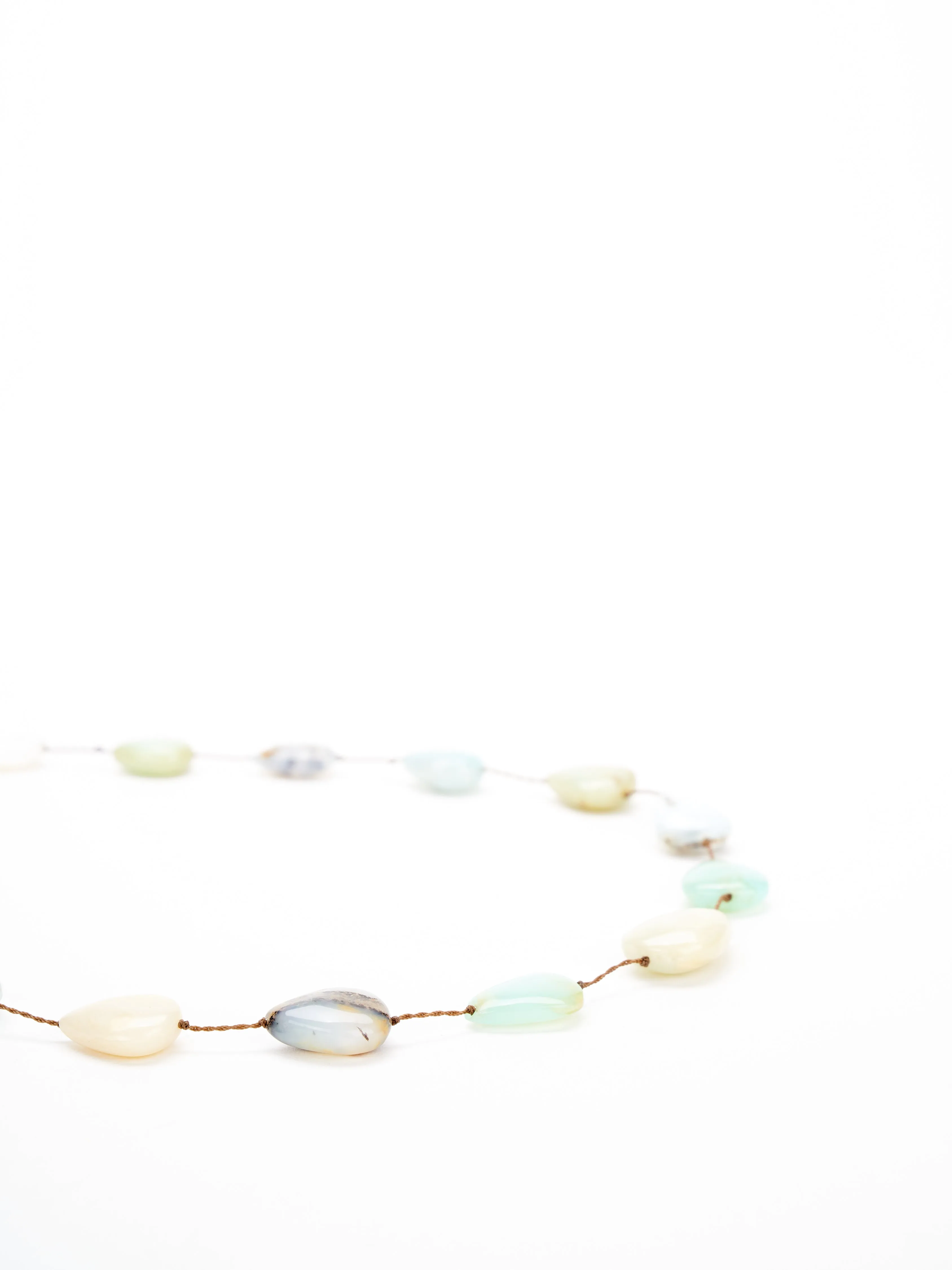 floating cord gem necklace - green stones