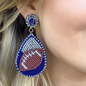FOOTBALL BEADED DUAL COLOR DANGLE STUD EARRINGS