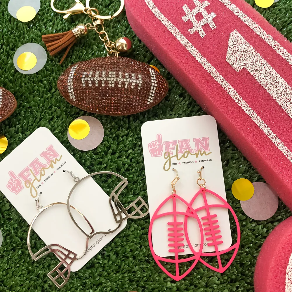 FOOTBALL HELMET METAL DANGLE EARRINGS