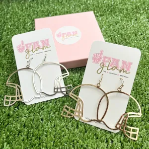 FOOTBALL HELMET METAL DANGLE EARRINGS