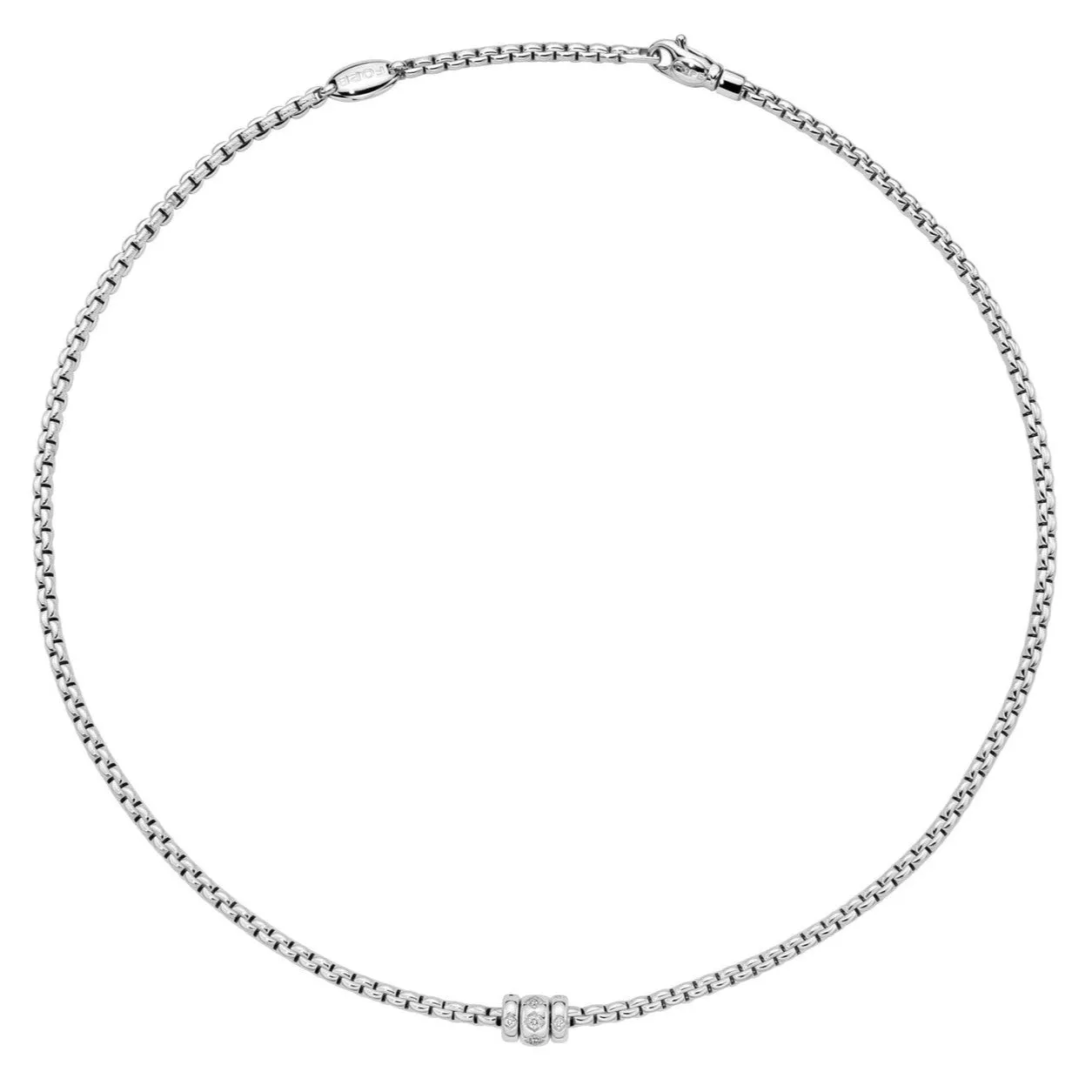 Fope Eka 18k White Gold Rope Necklace with Diamond Rondells