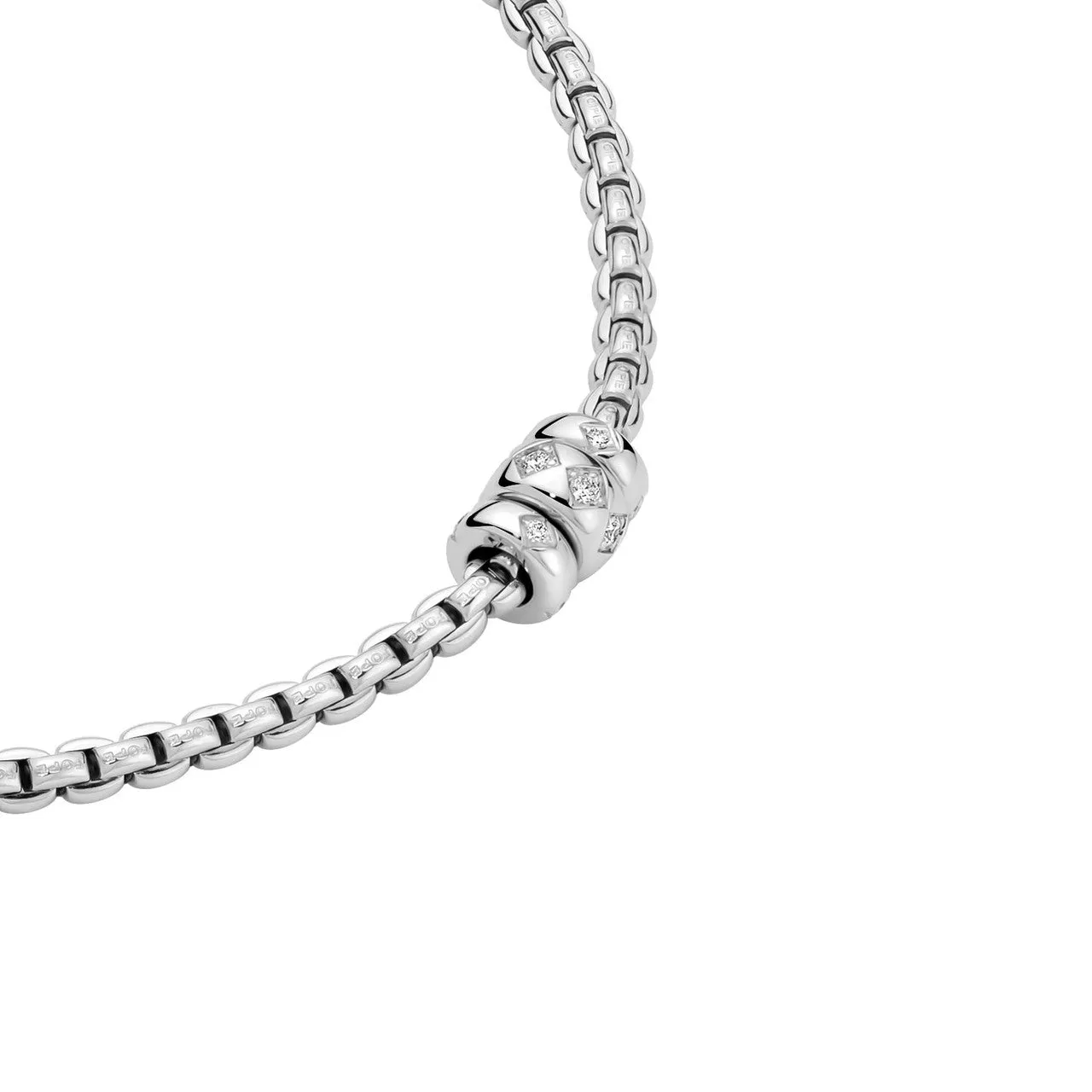 Fope Eka 18k White Gold Rope Necklace with Diamond Rondells
