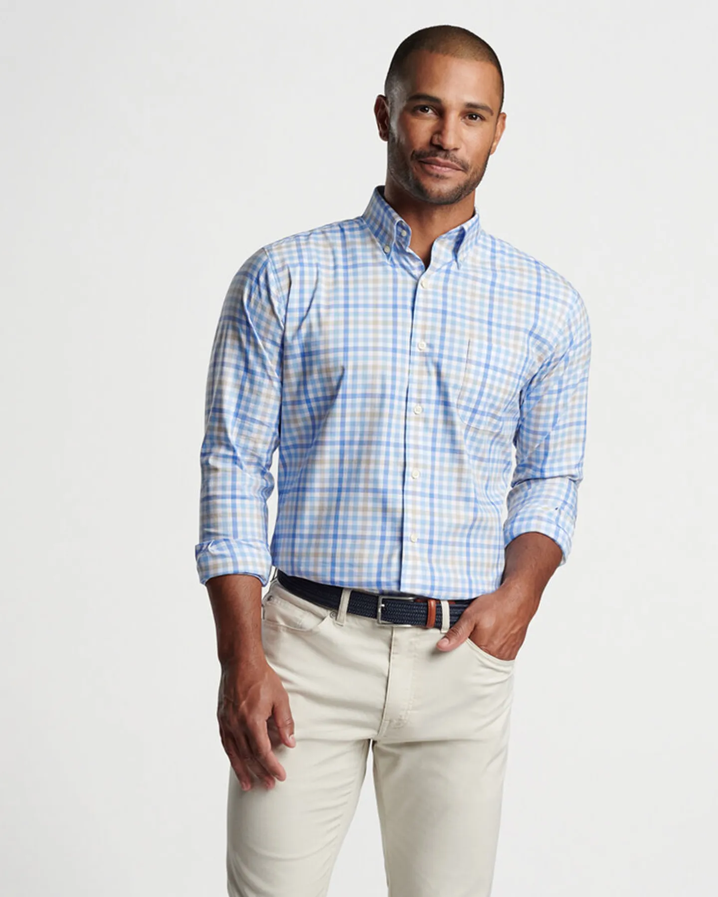 FREEPORT CROWN LITE COTTON-STRETCH SHIRT - WHITE