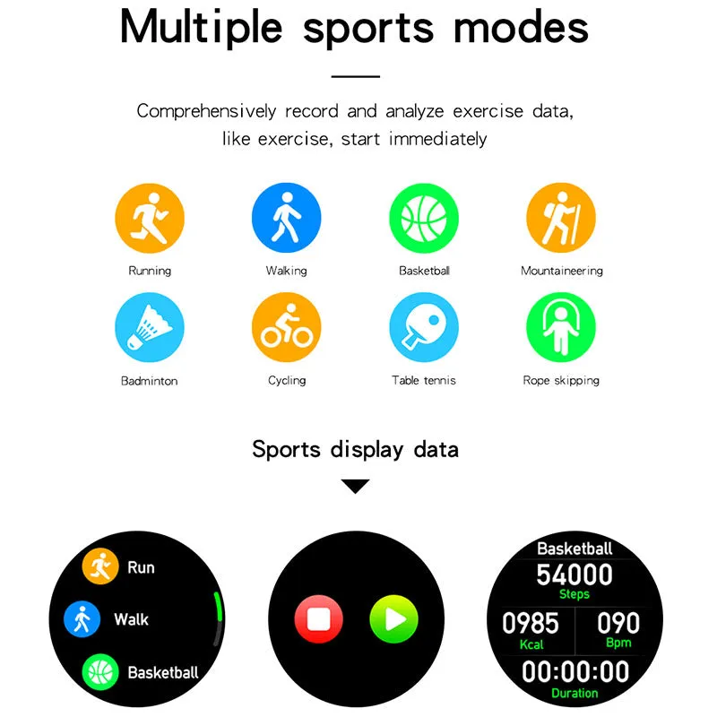 Full Touch Screen Sports  IP67 Water proof BT5.0 Call smart watch PK Huawei For Android- iOS
