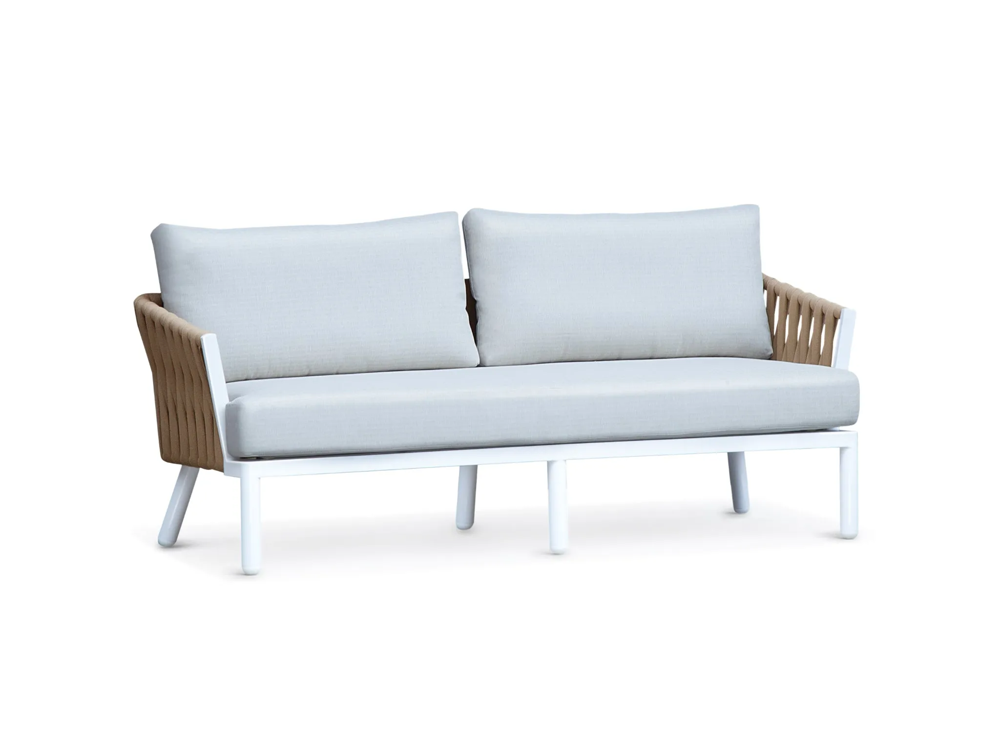 FurnitureOkay Hawaii 4-Piece Rope Outdoor Lounge Setting — White