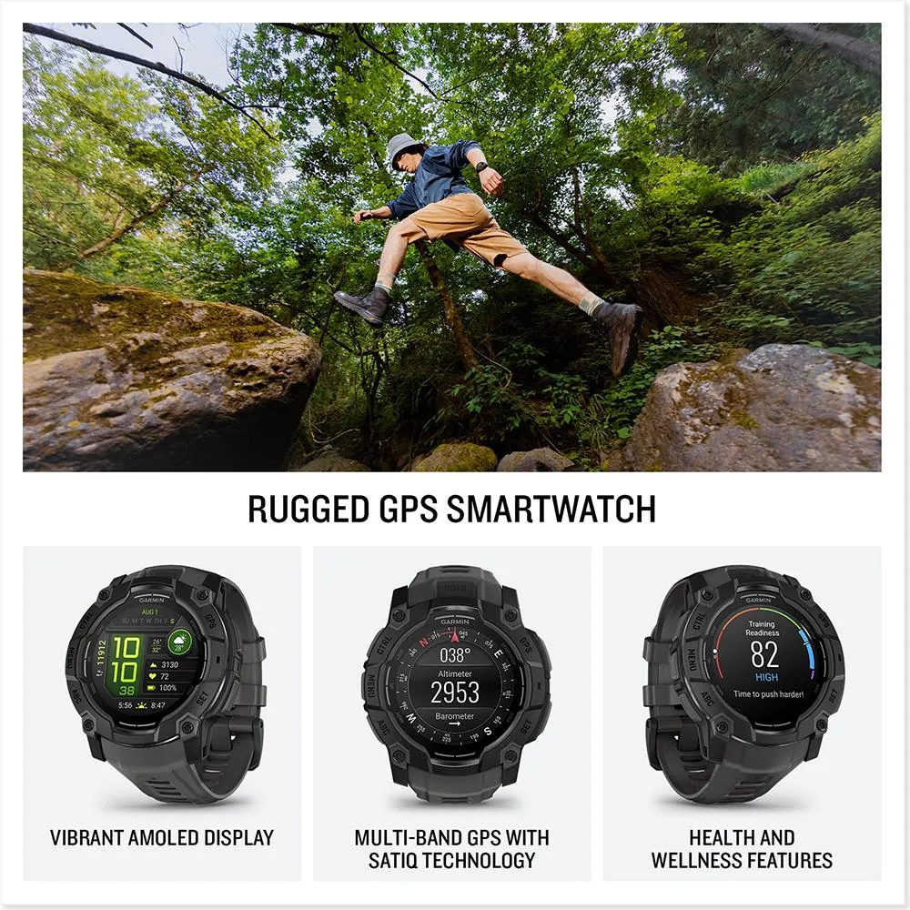 Garmin 3 - 50 mm GPS Smartwatch AMOLED Neo Tropic with Charging Dock Bundle