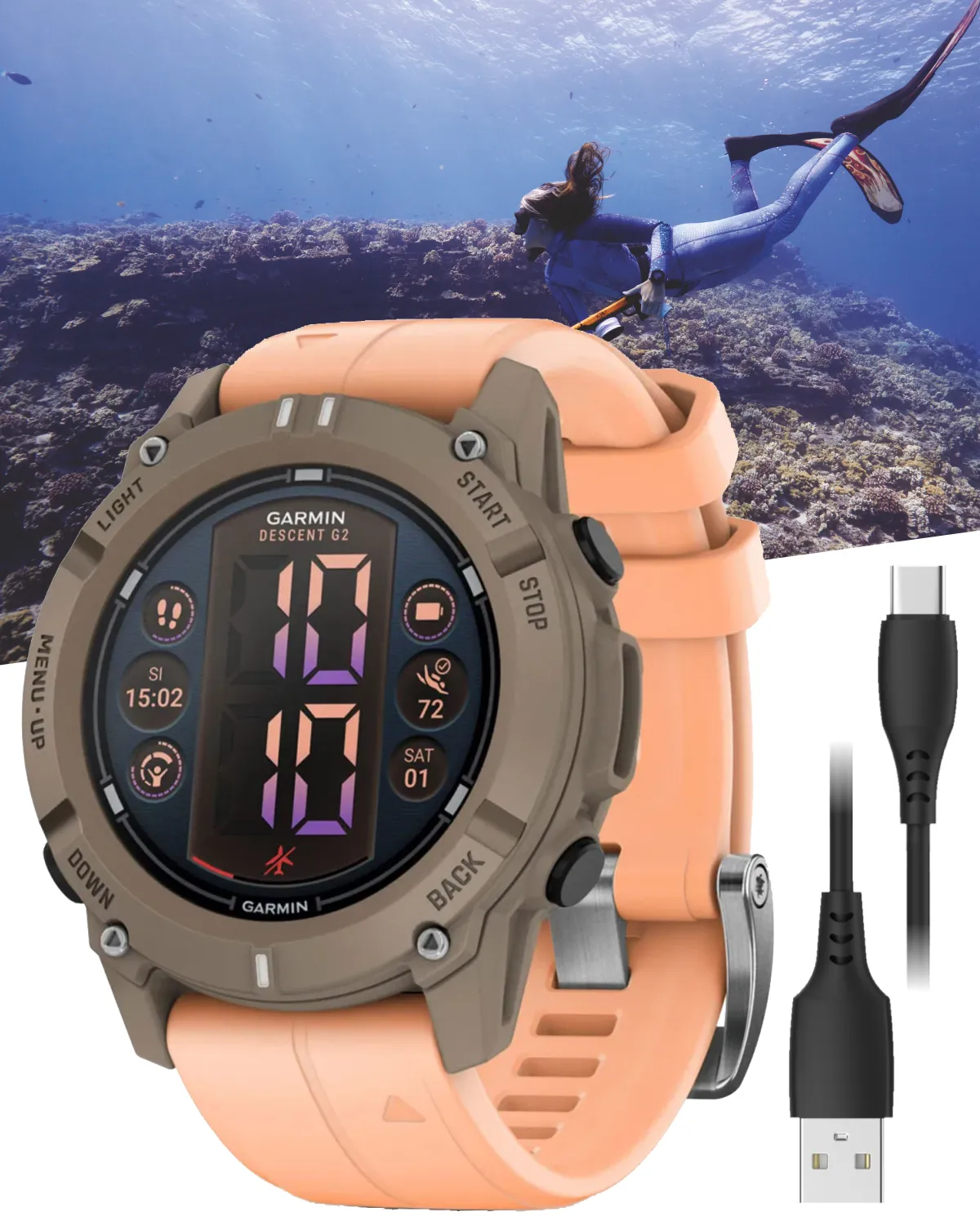 Garmin Descent G2 Watch-style Dive Computer Smartwatch, AMOLED Display, Diving, Wearable4U