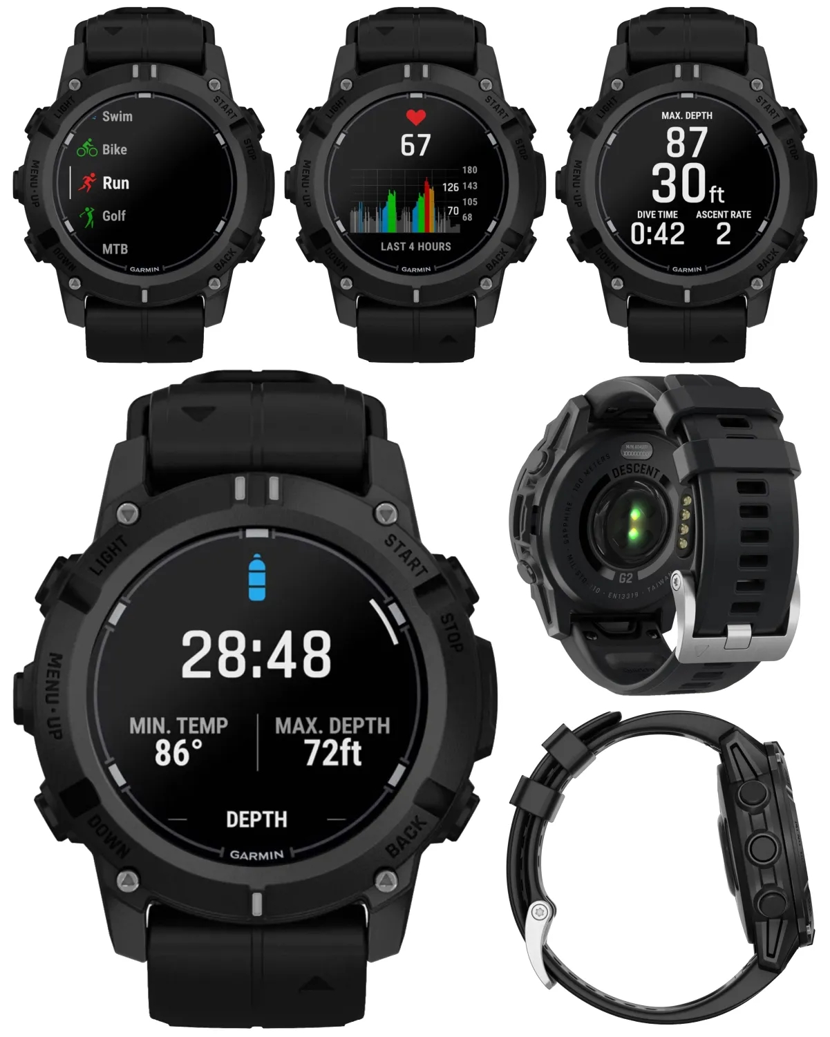 Garmin Descent G2 Watch-style Dive Computer Smartwatch, AMOLED Display, Diving, Wearable4U