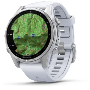 Garmin fenix 8 – 43 mm, AMOLED Multisport GPS Smartwatch, Silver with Whitestone Silicone Band, Built-in LED Flashlight (010-02903-00)