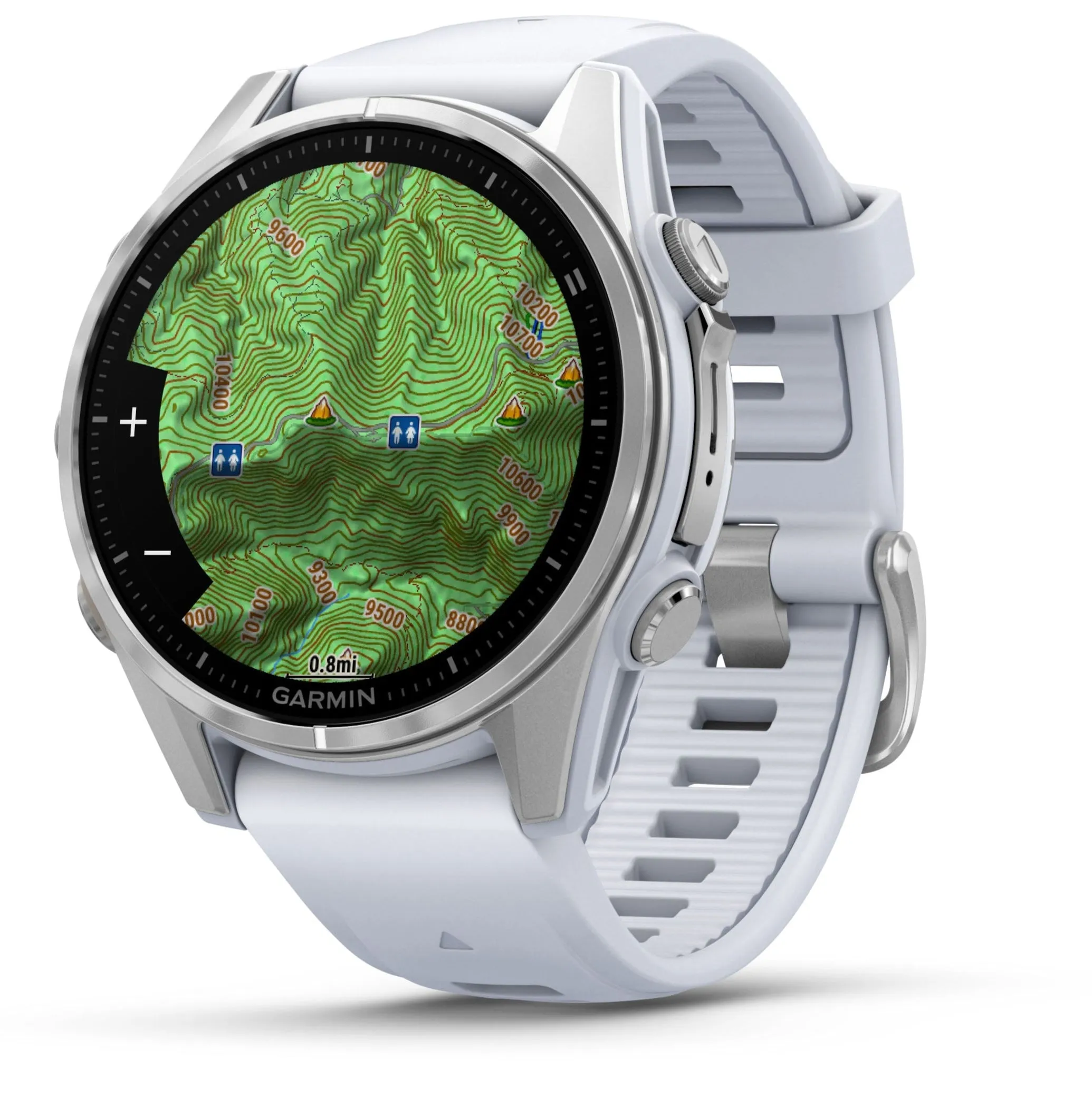 Garmin fenix 8 – 43 mm, AMOLED Multisport GPS Smartwatch, Silver with Whitestone Silicone Band, Built-in LED Flashlight (010-02903-00)