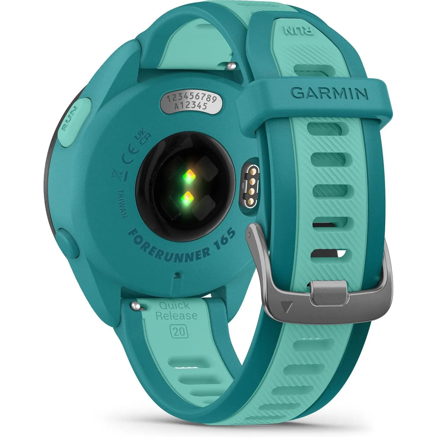 Garmin Forerunner 165 Music Smart Sport Watch Turquoise   Aqua  HRM 200 (XS-S) Bundle