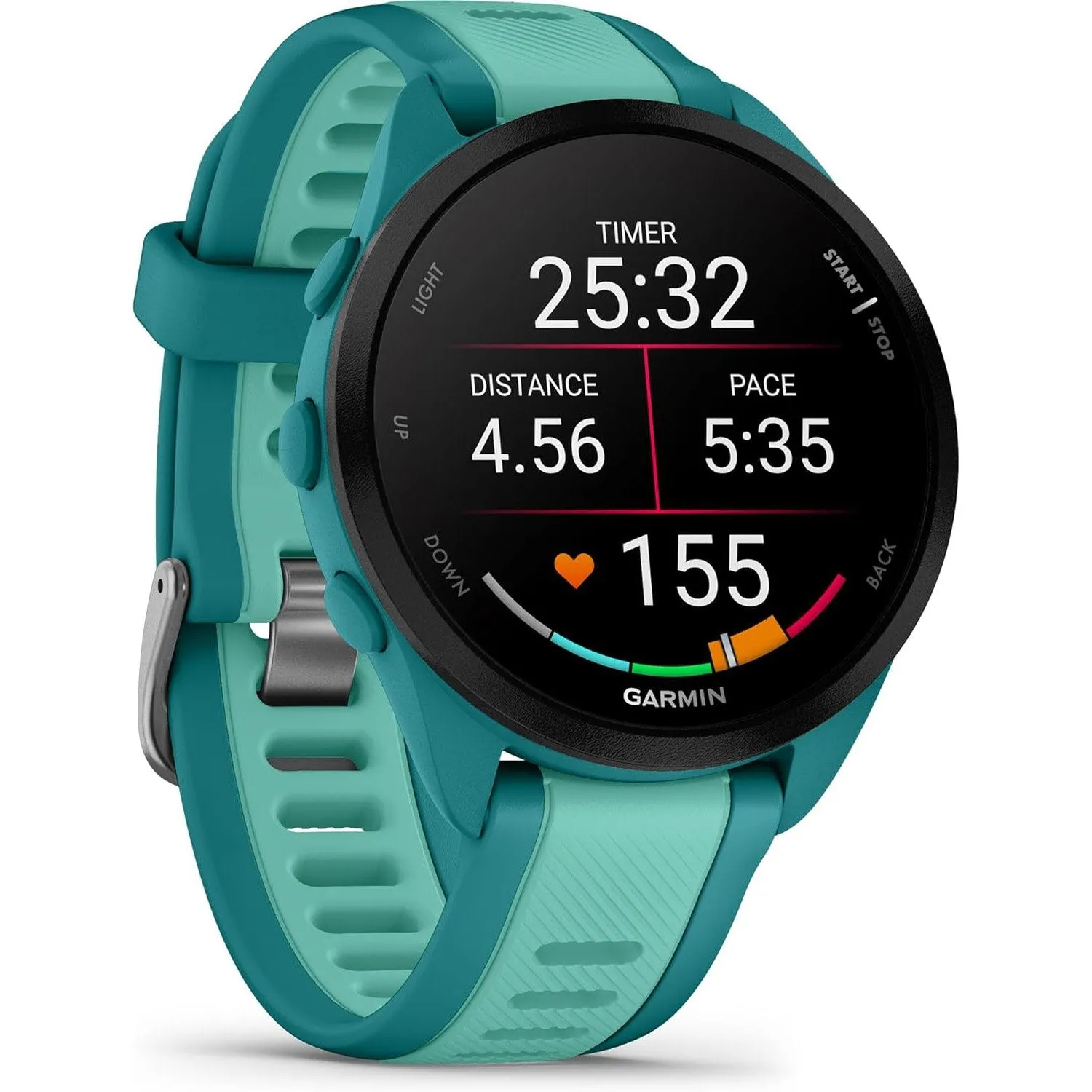 Garmin Forerunner 165 Music Smart Sport Watch Turquoise   Aqua  HRM 200 (XS-S) Bundle