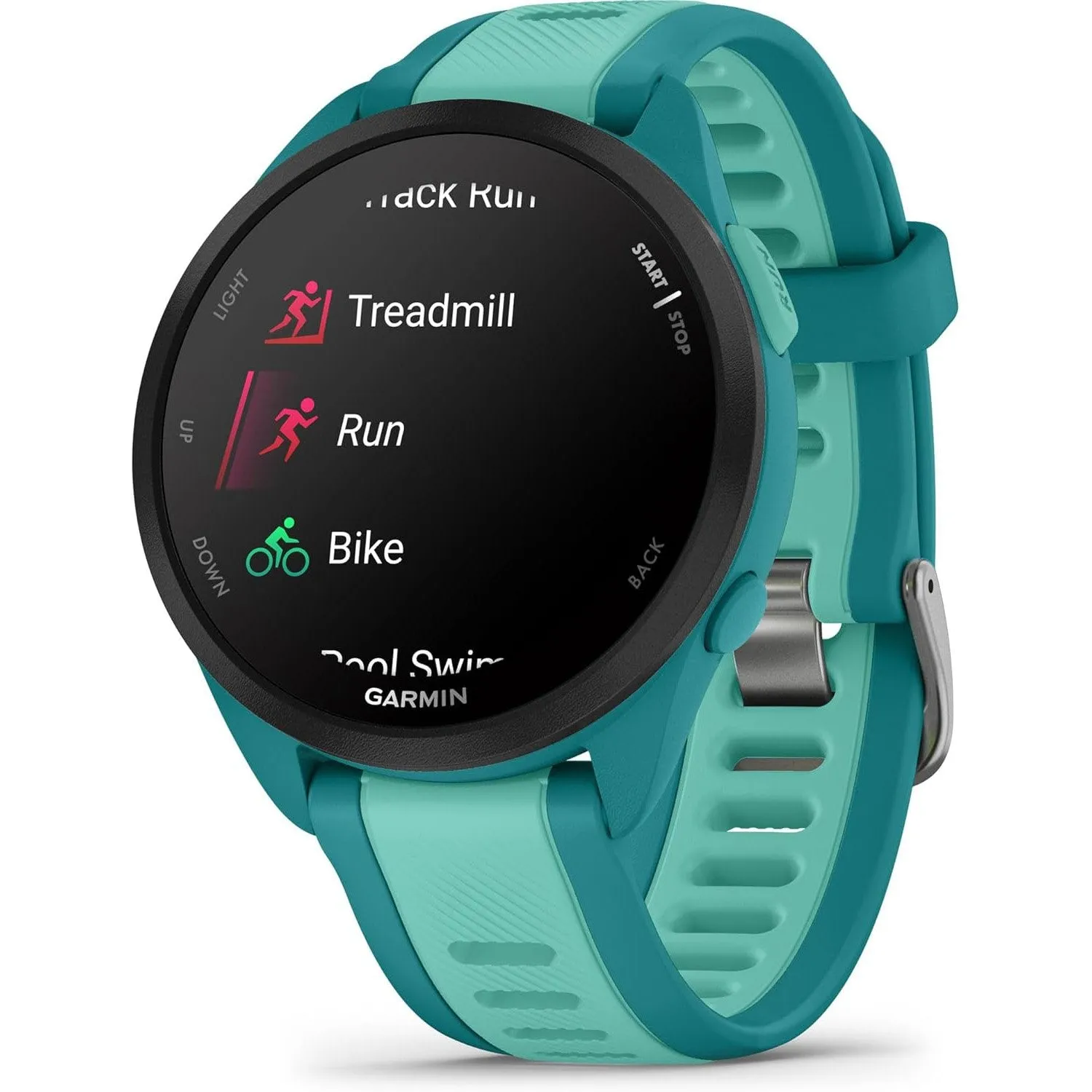 Garmin Forerunner 165 Music Smart Sport Watch Turquoise   Aqua  HRM 200 (XS-S) Bundle