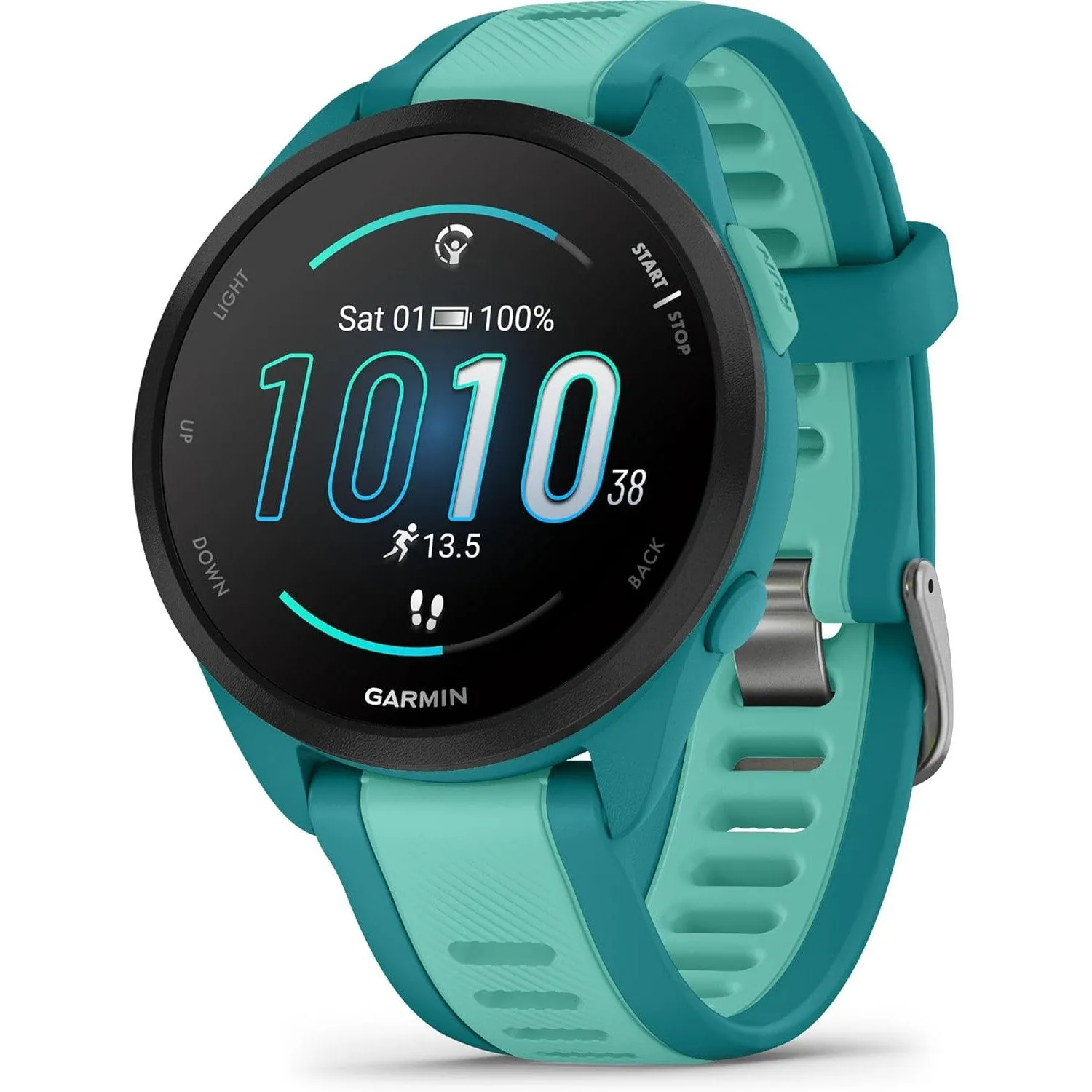 Garmin Forerunner 165 Music Smart Sport Watch Turquoise   Aqua  HRM 200 (XS-S) Bundle