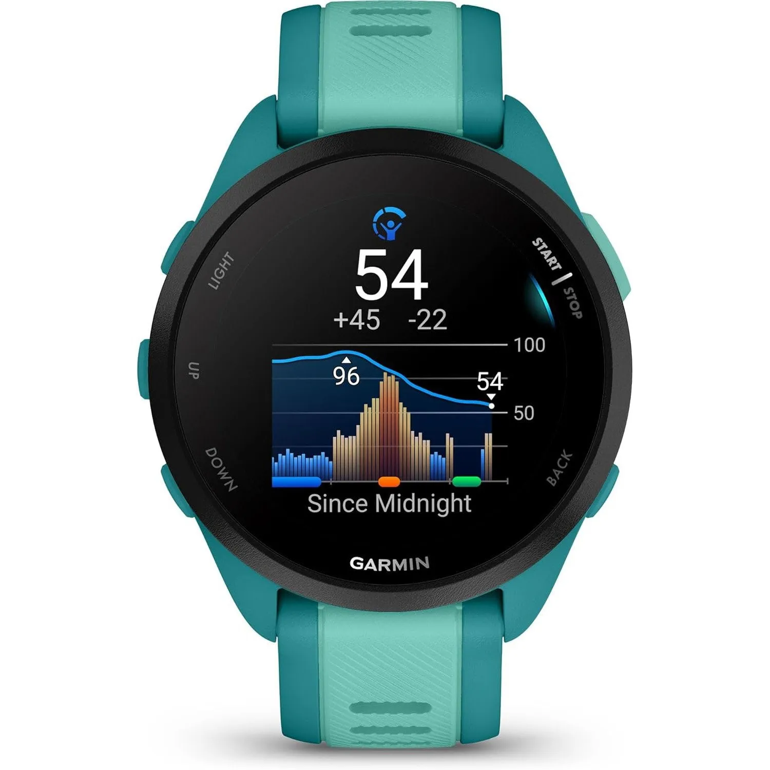 Garmin Forerunner 165 Music Smart Sport Watch Turquoise   Aqua  HRM 200 (XS-S) Bundle