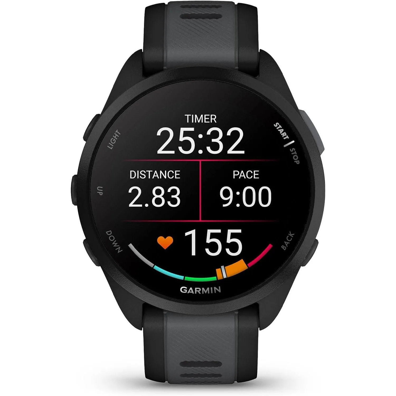 Garmin Forerunner 165 Smart Sport Watch in Black   Slate Gray   HRM 200 (M-XL) Bundle