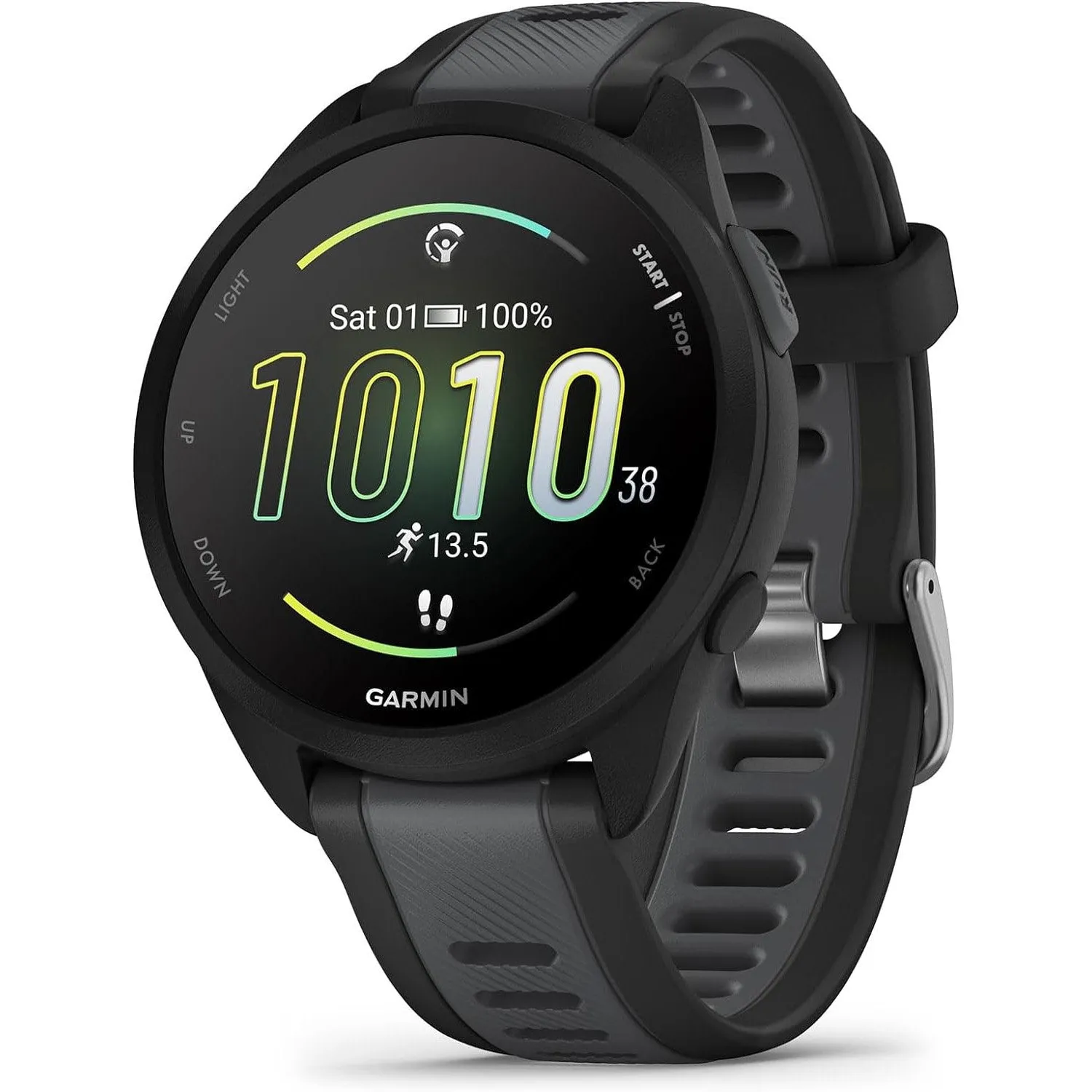 Garmin Forerunner 165 Smart Sport Watch in Black   Slate Gray   HRM 200 (M-XL) Bundle