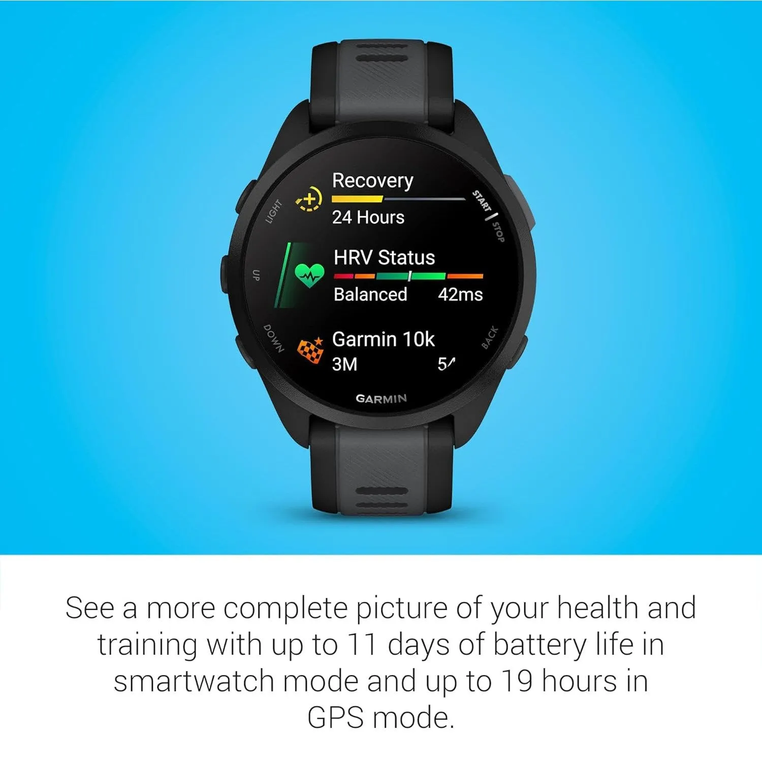 Garmin Forerunner 165 Smart Sport Watch in Black   Slate Gray   HRM 200 (M-XL) Bundle