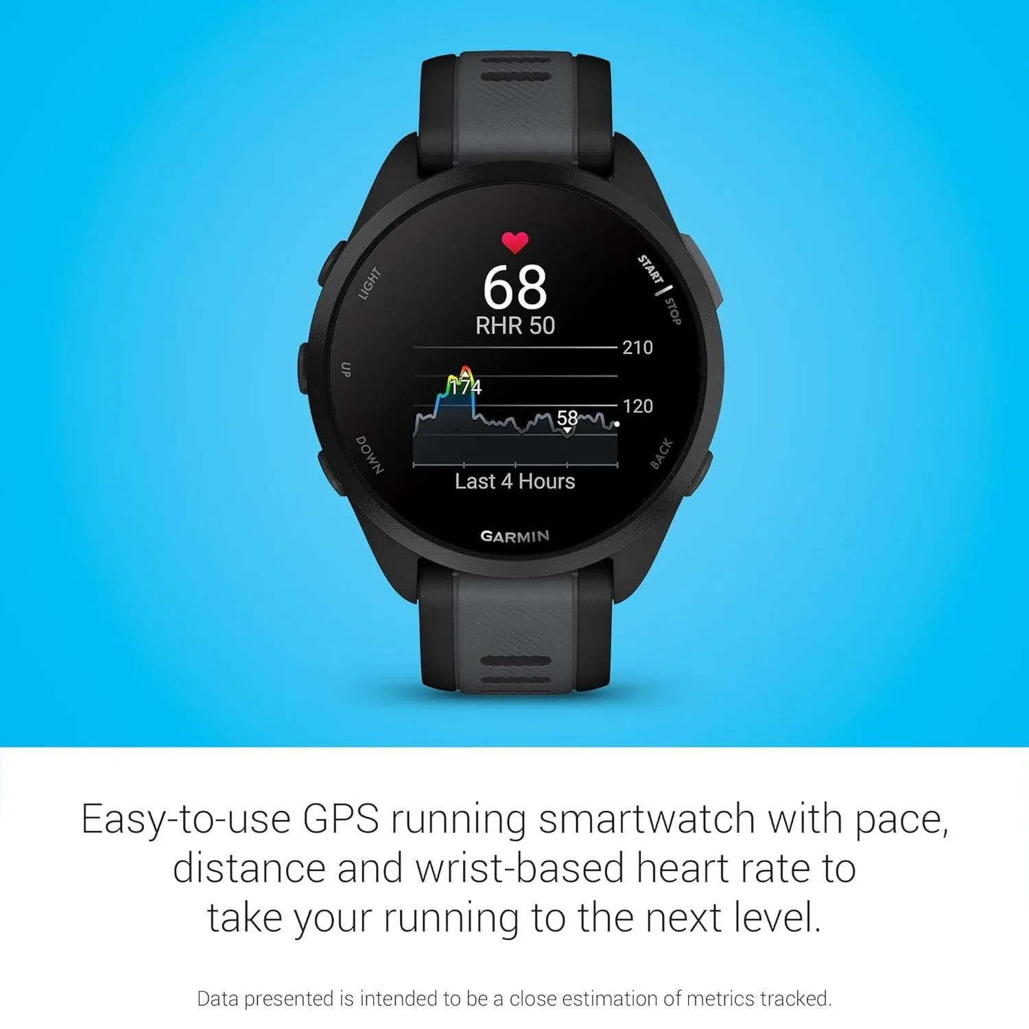 Garmin Forerunner 165 Smart Sport Watch in Black   Slate Gray   HRM 200 (M-XL) Bundle