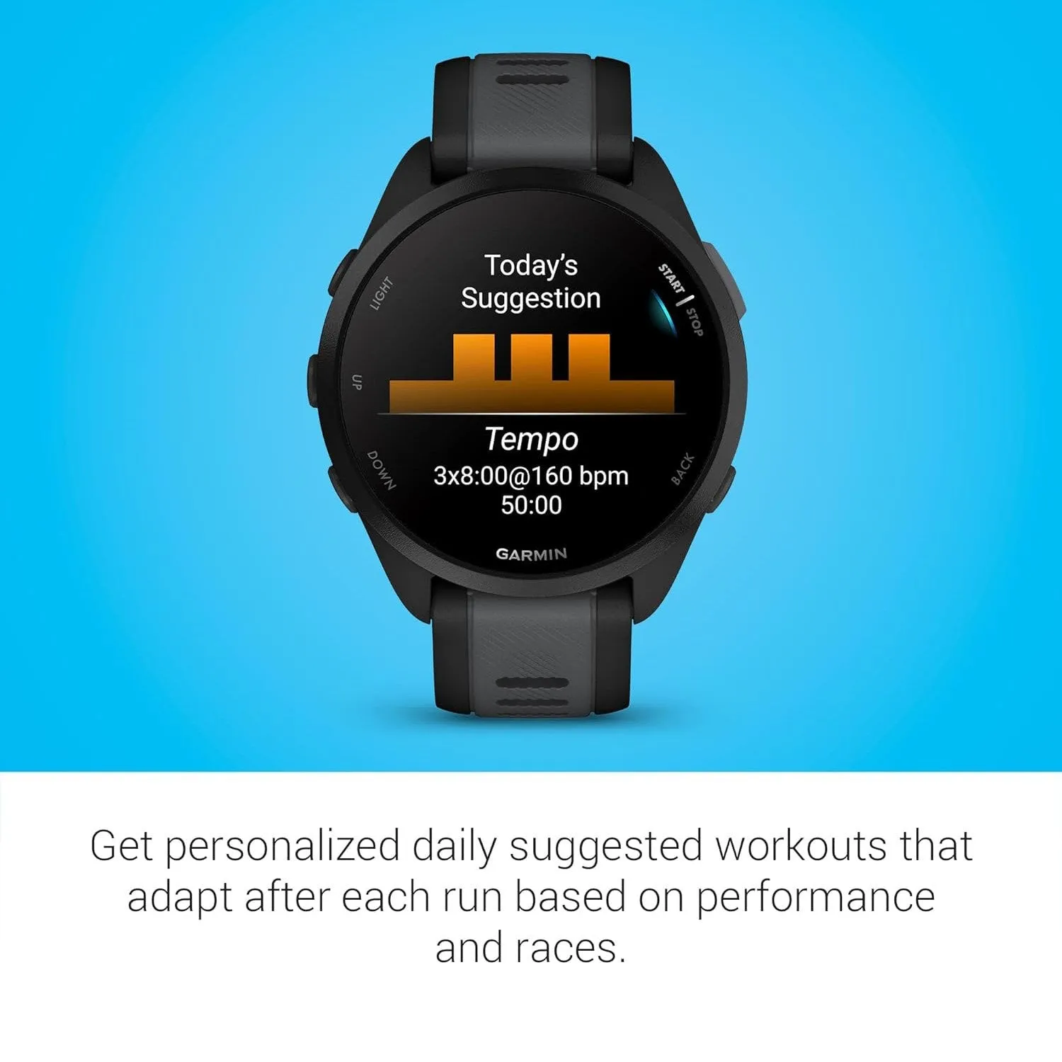 Garmin Forerunner 165 Smart Sport Watch in Black   Slate Gray   HRM 200 (M-XL) Bundle