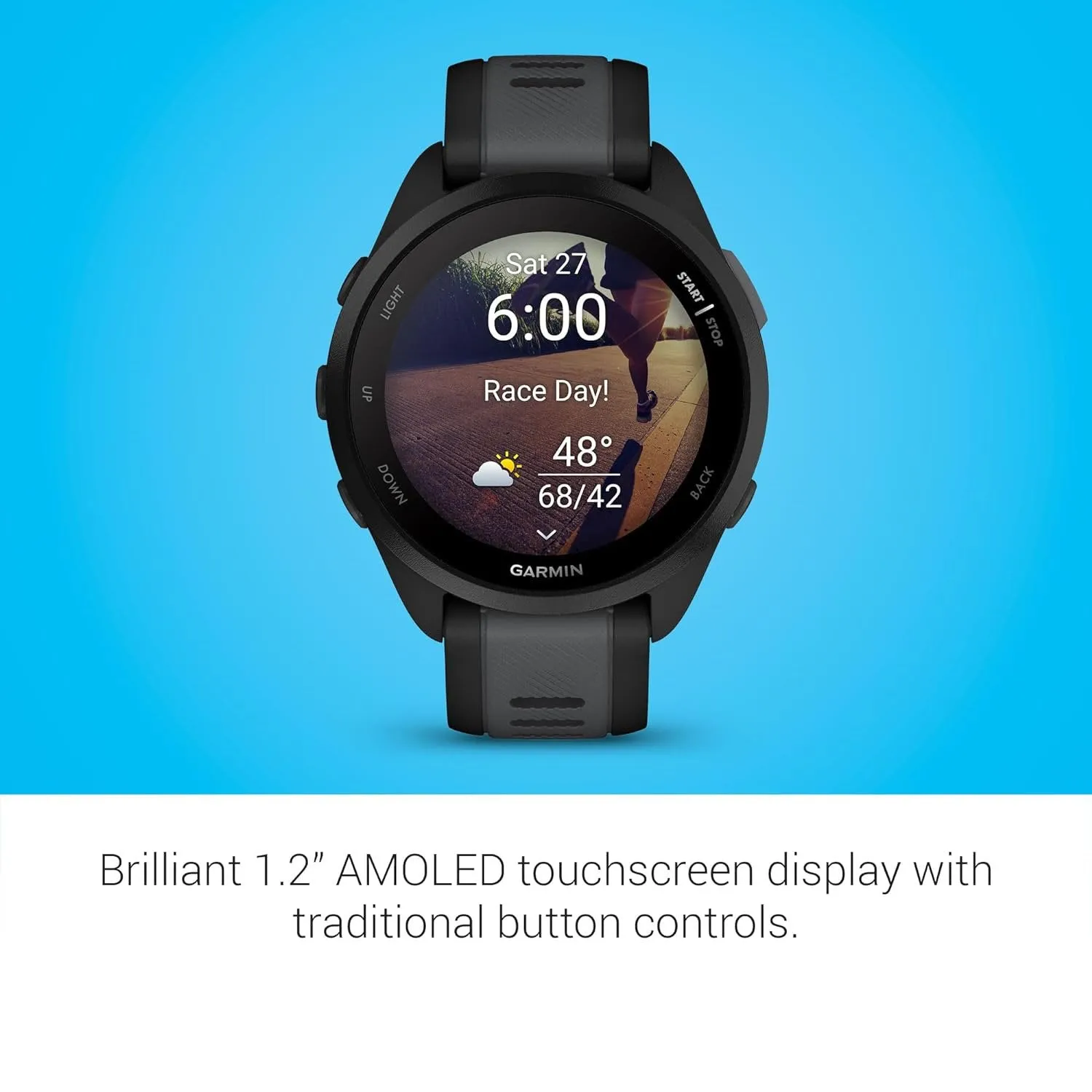 Garmin Forerunner 165 Smart Sport Watch in Black   Slate Gray   HRM 200 (M-XL) Bundle