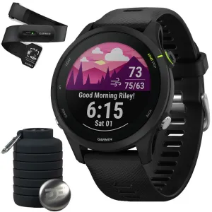 Garmin Forerunner 255 Music GPS Smartwatch Black Bottle & Heart Rate Strap M-XL