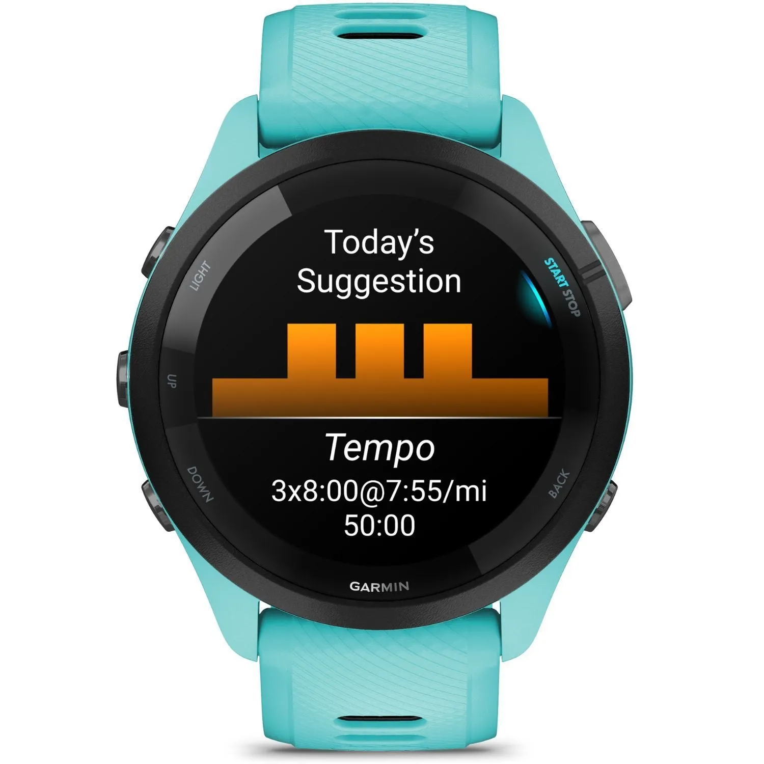 Garmin Forerunner 265 GPS Smartwatch, Aqua/Black   Charging Dock   Dust Cover Bundle