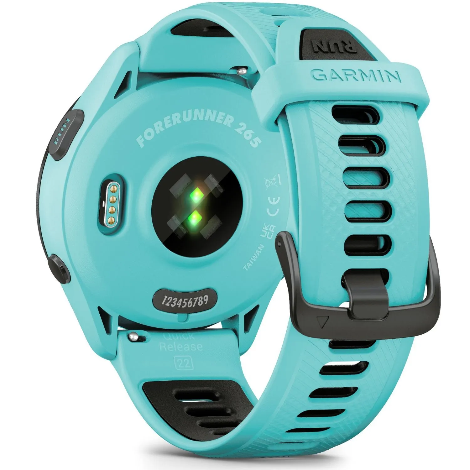 Garmin Forerunner 265 GPS Smartwatch, Aqua/Black   Charging Dock   Dust Cover Bundle