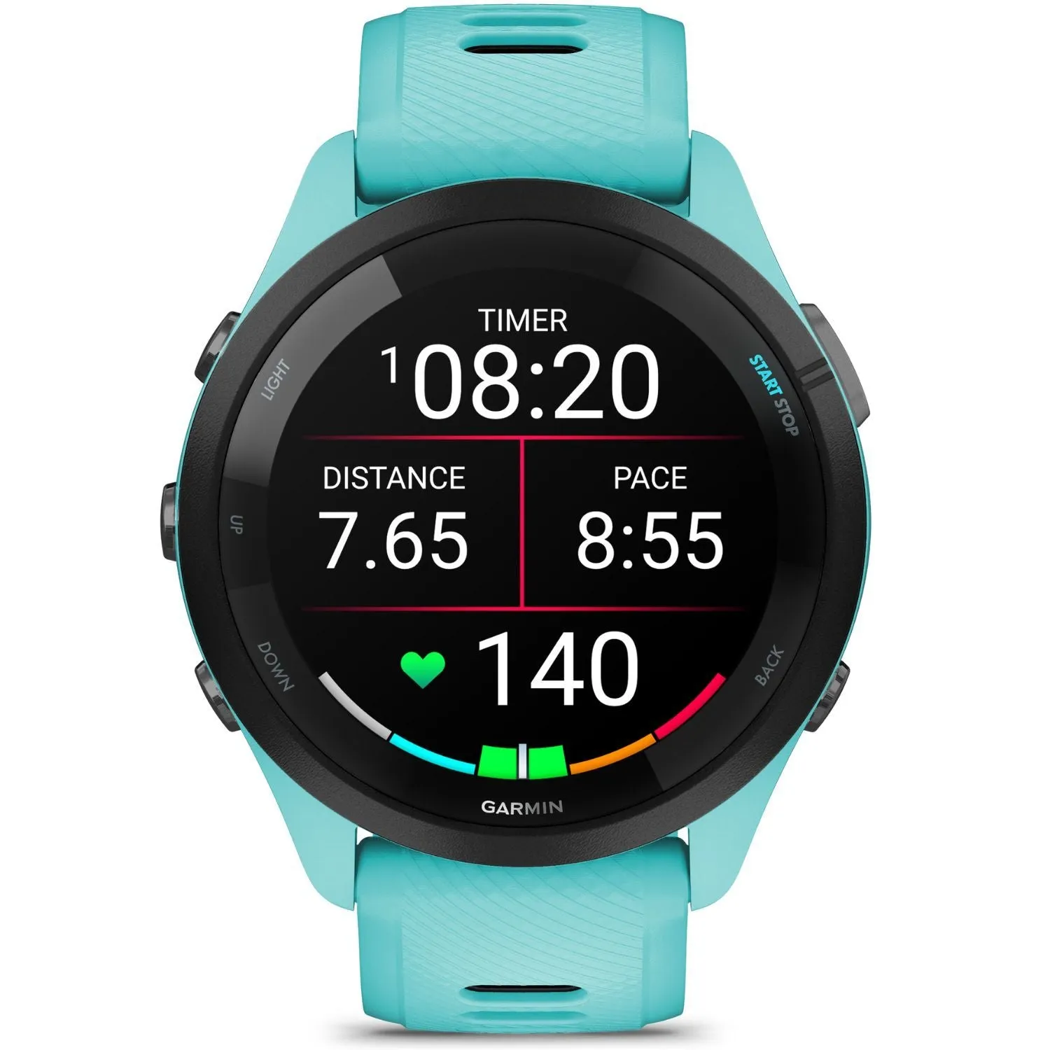 Garmin Forerunner 265 GPS Smartwatch, Aqua/Black   Charging Dock   Dust Cover Bundle