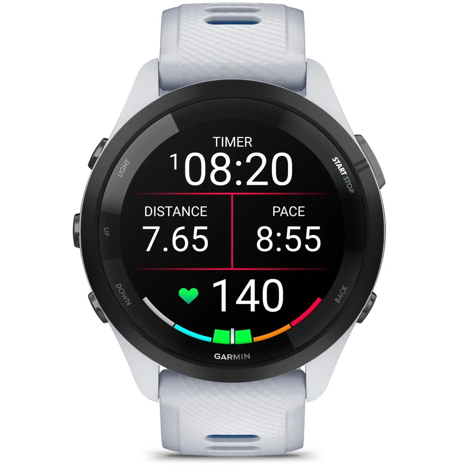 Garmin Forerunner 265 GPS Smartwatch, Whitestone   Charging Dock   Dust Cover Bundle